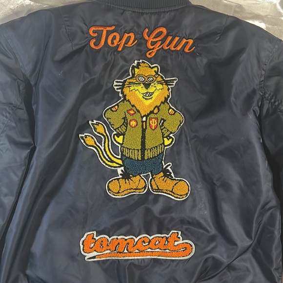 Navy Blue Top Gun Aviator Bomber Flight Jacket - Juniors Size 14 - Picture 16 of 17